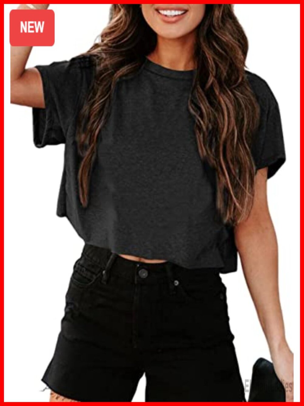 Women Cropped T-Shirt Crew Neck Short Sleeve Basic Summer Tee